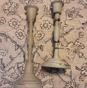 Set of Rustic Gray Candle Holders